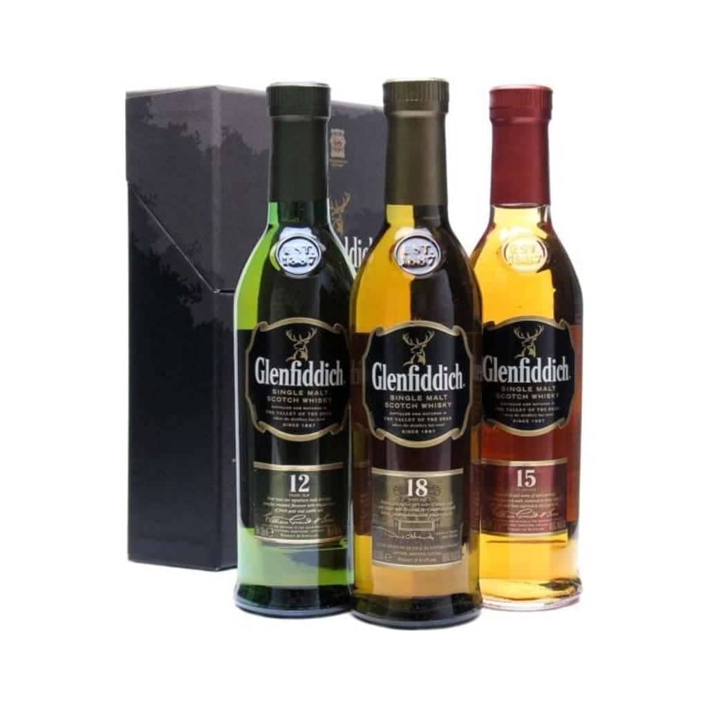 Glenfiddich Trio Pack Scotch Whisky 3 X 200 Ml 12 Year, 15 Year, 18 Year - Sendgifts.com